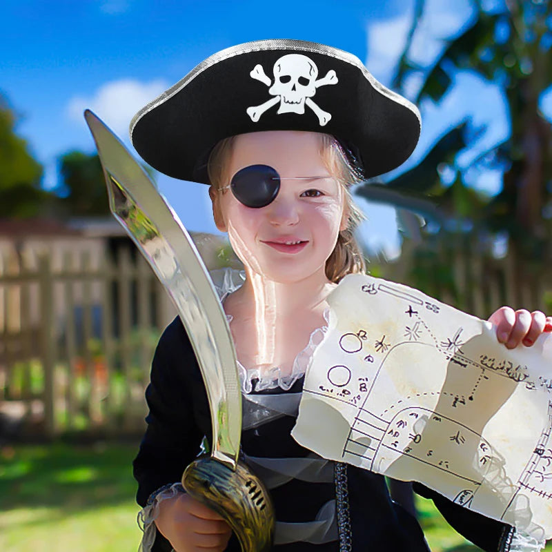 2pcs/set Pirate Hat And Pirate Skull Eye Patches