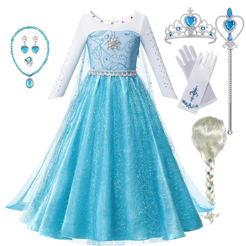 Summer Fancy Queen Elsa Anna Costume Girls