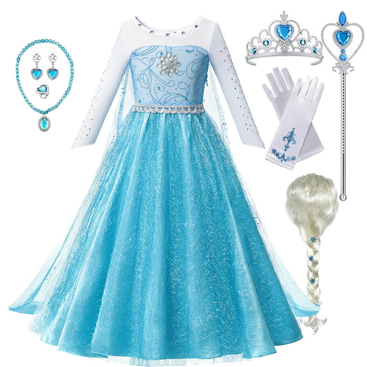 Summer Fancy Queen Elsa Anna Costume Girls
