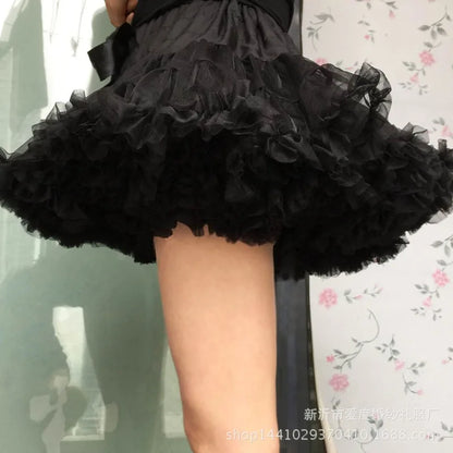 Women Flower Style Lolita Petticoats Tutu Puffy Cancan Skirt
