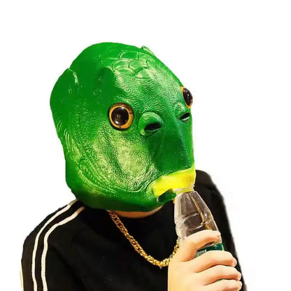 Cospaly Green Fish headed Monster Mask
