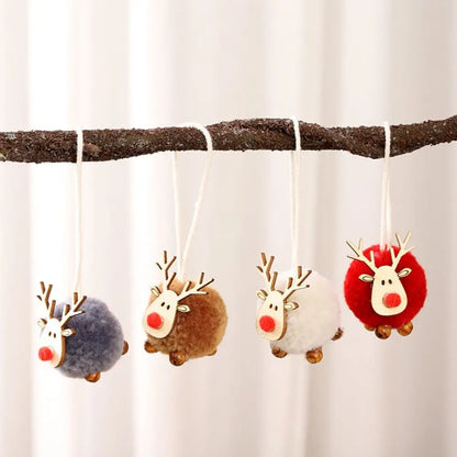 Felt Deer Wool Wooden Elk Christmas Tree Ornaments