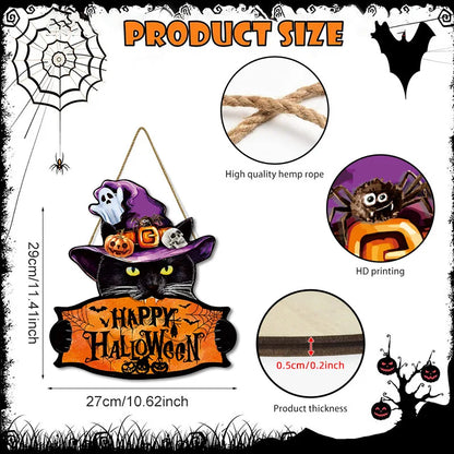 1pcs 2D Halloween Trick-or-Treat Wooden Sign