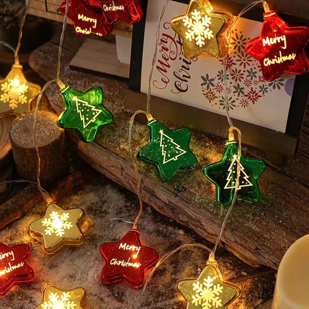 LED Christmas Decorative Lights String Christmas Balls Stars Garland Battery-operated Garland