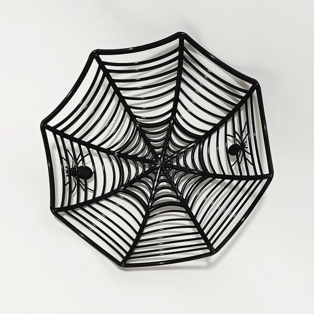 Halloween Candy Basket Black Orange Spider Web