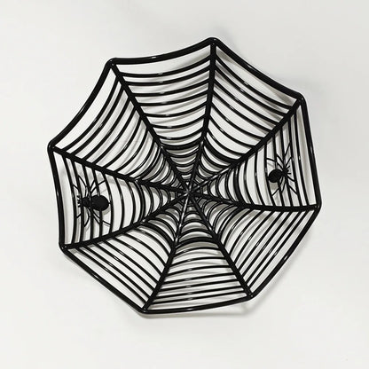Halloween Candy Basket Black Orange Spider Web
