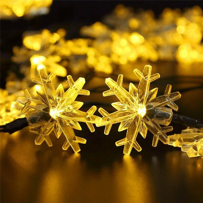 Snow Lamp Christmas Solar Snowflake String Lights