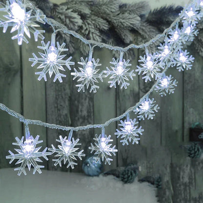 5M/10M LED Snowflake Christmas Garland Fairy Lights