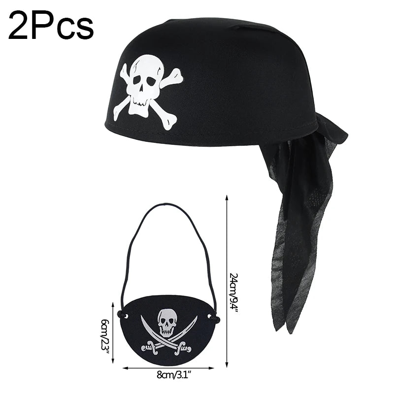2pcs/set Pirate Hat And Pirate Skull Eye Patches