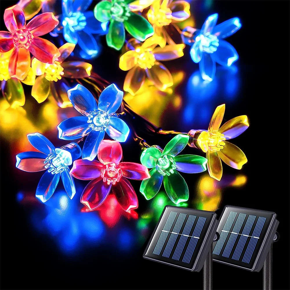 Outdoor Solar Flower String Lights Waterproof Fairy Light Decorations