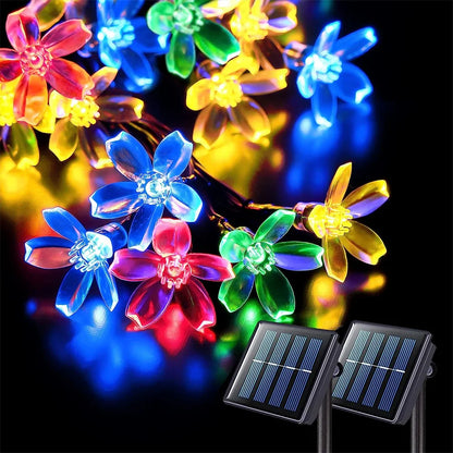 Outdoor Solar Flower String Lights Waterproof Fairy Light Decorations