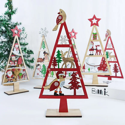 1PC Mini Wooden Christmas Tree Shape Tabletop