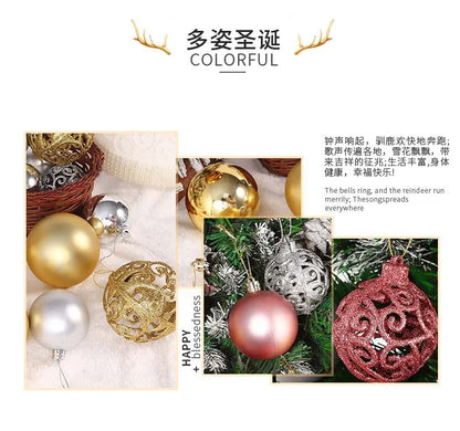 Colorful Hollow Christmas Tree Hanging Balls – 6pcs Electroplated Set