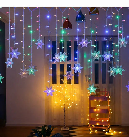 Led Snowflake Curtain Icicle Fairy String Light