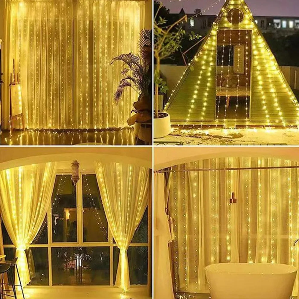 Fairy Lights Outdoor LED Solar Curtain Lights String 3/6M