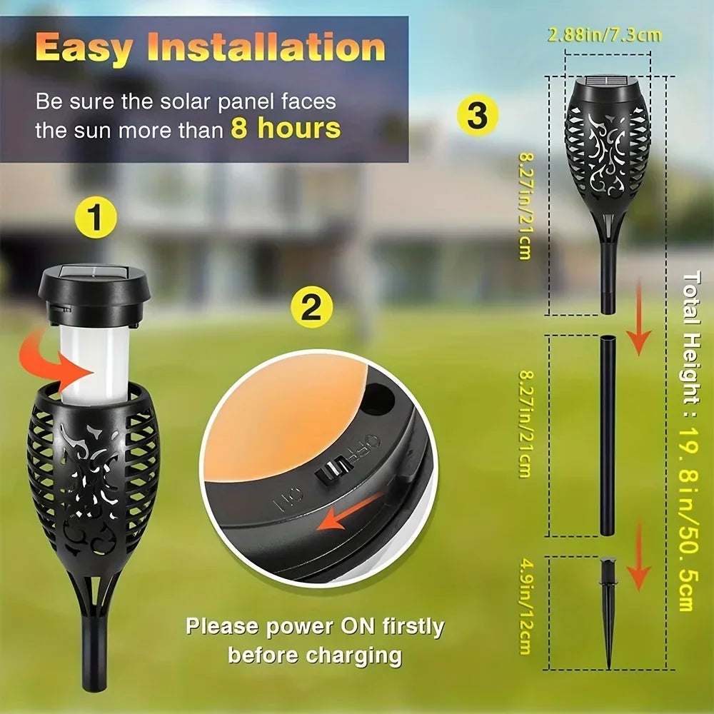 12LED Solar Flame Light Outdoor,Waterproof 12LEDs