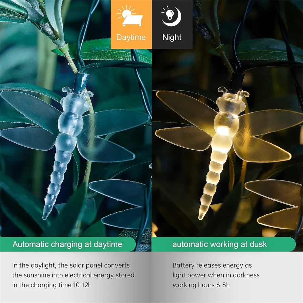 Solar String Lights - Dragonfly Lights for Patio Garden Yard