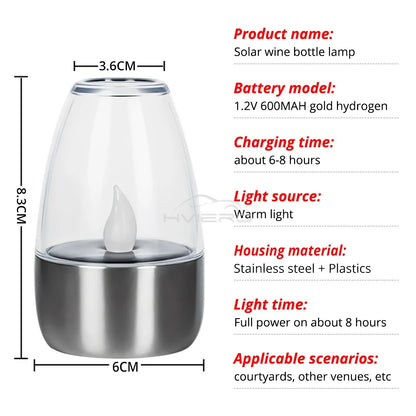 Solar LED Lights Stainless Steel Candle