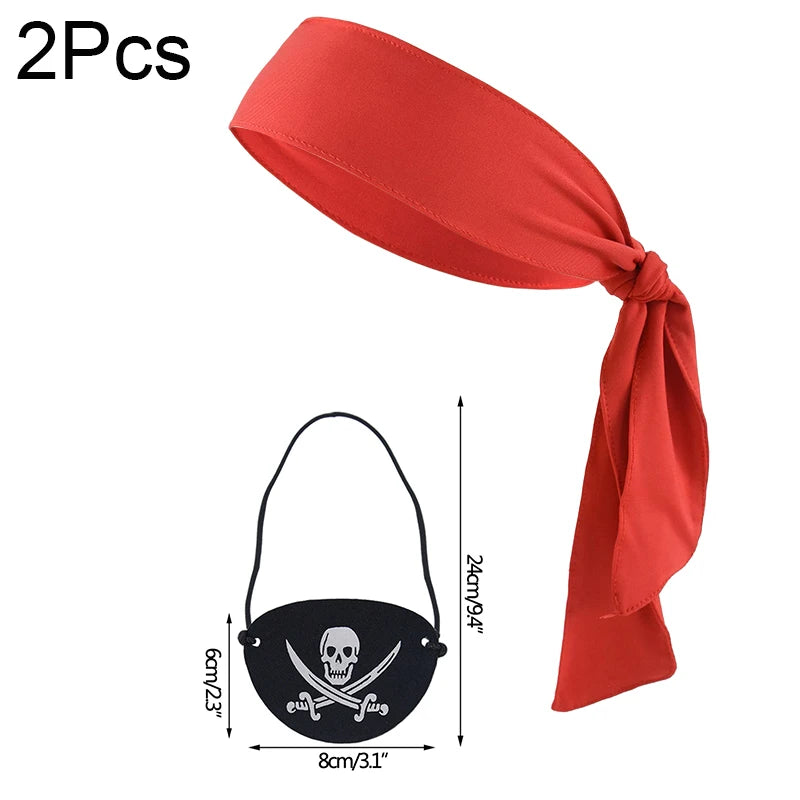 2pcs/set Pirate Hat And Pirate Skull Eye Patches