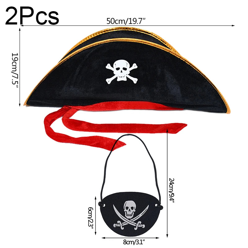 2pcs/set Pirate Hat And Pirate Skull Eye Patches