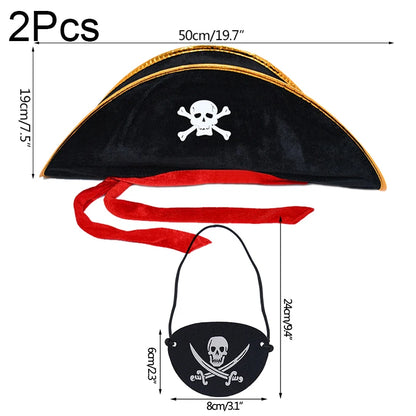 2pcs/set Pirate Hat And Pirate Skull Eye Patches