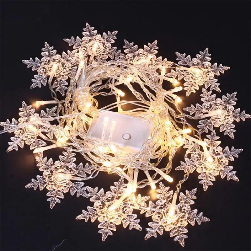 3.2M Christmas Snowflakes LED String Lights Flashing Fairy Curtain Lights