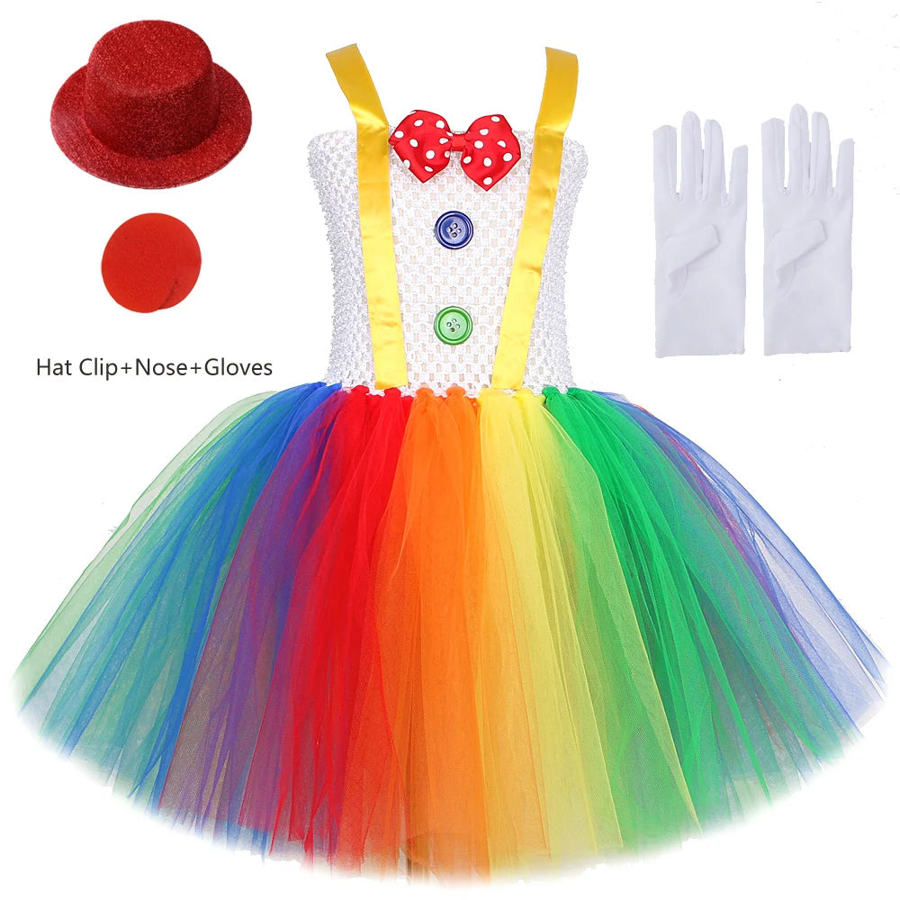 Rainbow Circus Clown Costume for Girls