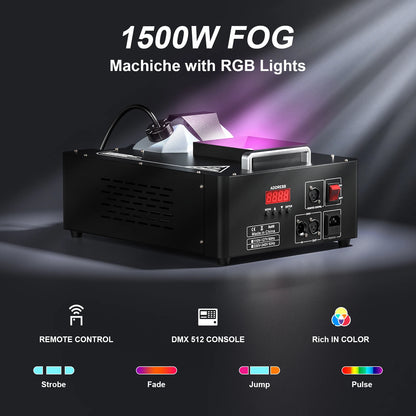 U'King 1500w Fog Machine RGB 3IN1 24LED Vertical Smoke Machine