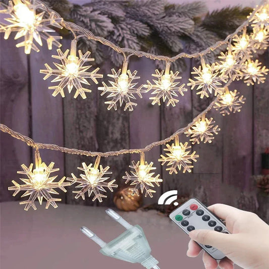 5M/10M LED Snowflake Christmas Garland Fairy Lights