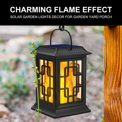 2pcs Solar Lanterns Outdoor Waterproof Flickering Flame Solar Lantern LED