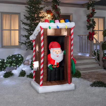 6 ft Tall Animated Christmas Airblown Inflatable Santa's Outhouse