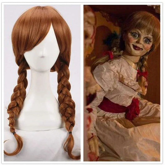 Doll Annabelle Cosplay Wig Long Brown Braided