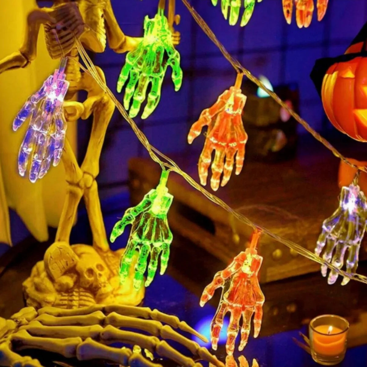 1PC 3M 20LED Halloween Spooky Skeleton Hand