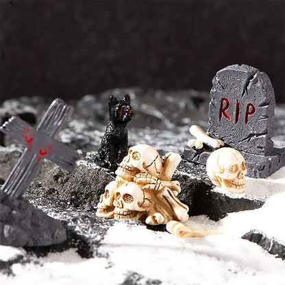 Resin Ghost Skull Tombstone Miniature Figurines