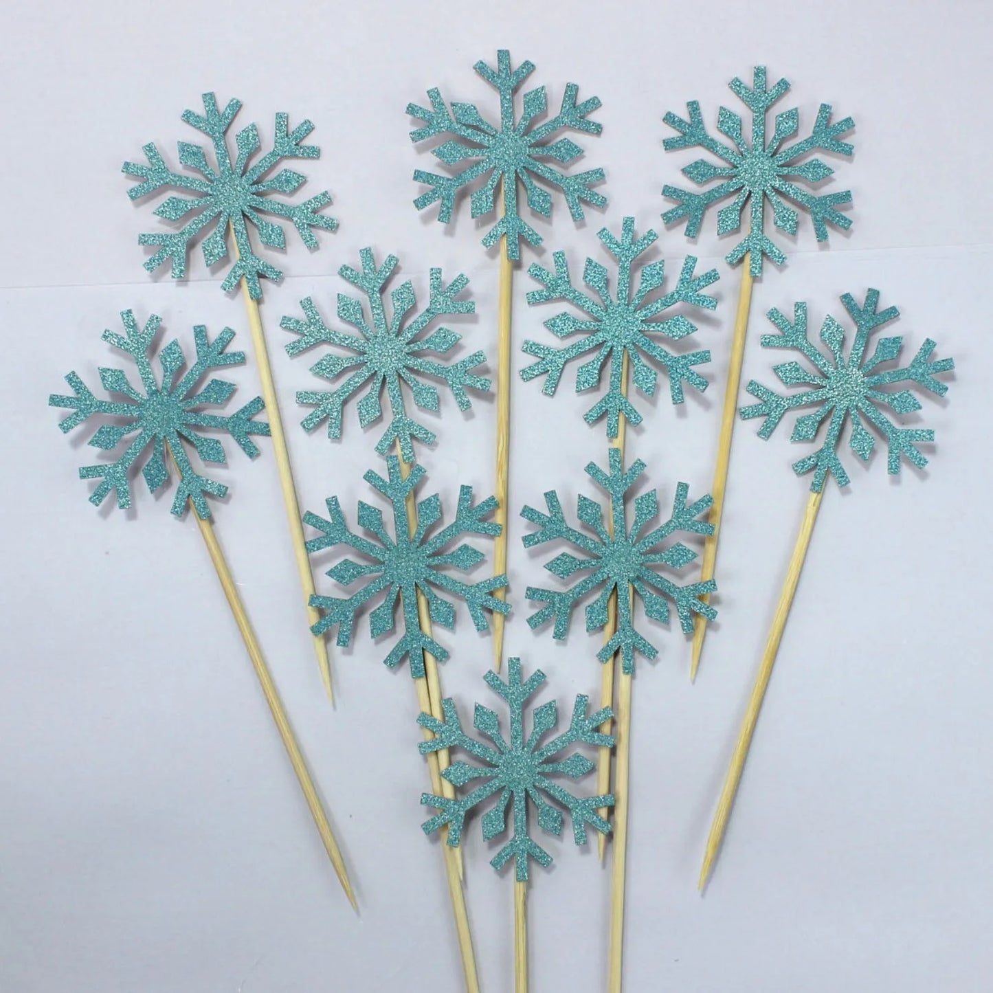 10 Pcs Snowflake Cupcake Toppers