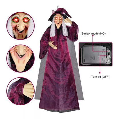 Halloween Life Size Talking Witch Outdoor Purple