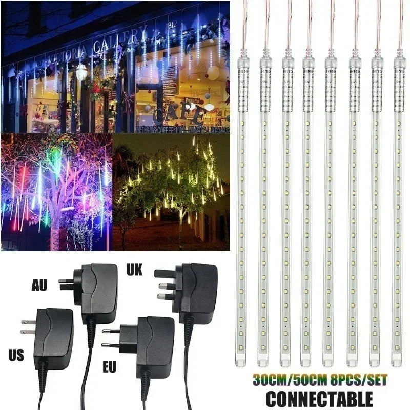 30cm /50cm Waterproof Meteor Shower Rain 8 Tube LED String Lights