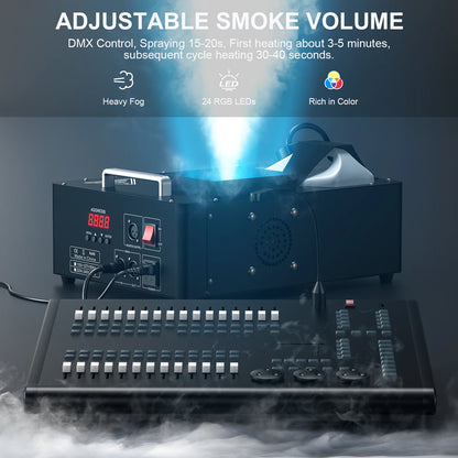 U'King 1500w Fog Machine RGB 3IN1 24LED Vertical Smoke Machine