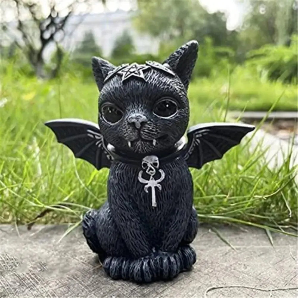 Outdoor Witch Cat Garden Statue