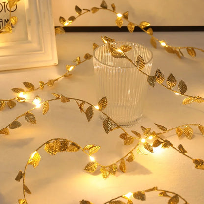 LED Battery Powerd Golden Tiny Leaves Fairy String Light