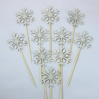 10 Pcs Snowflake Cupcake Toppers