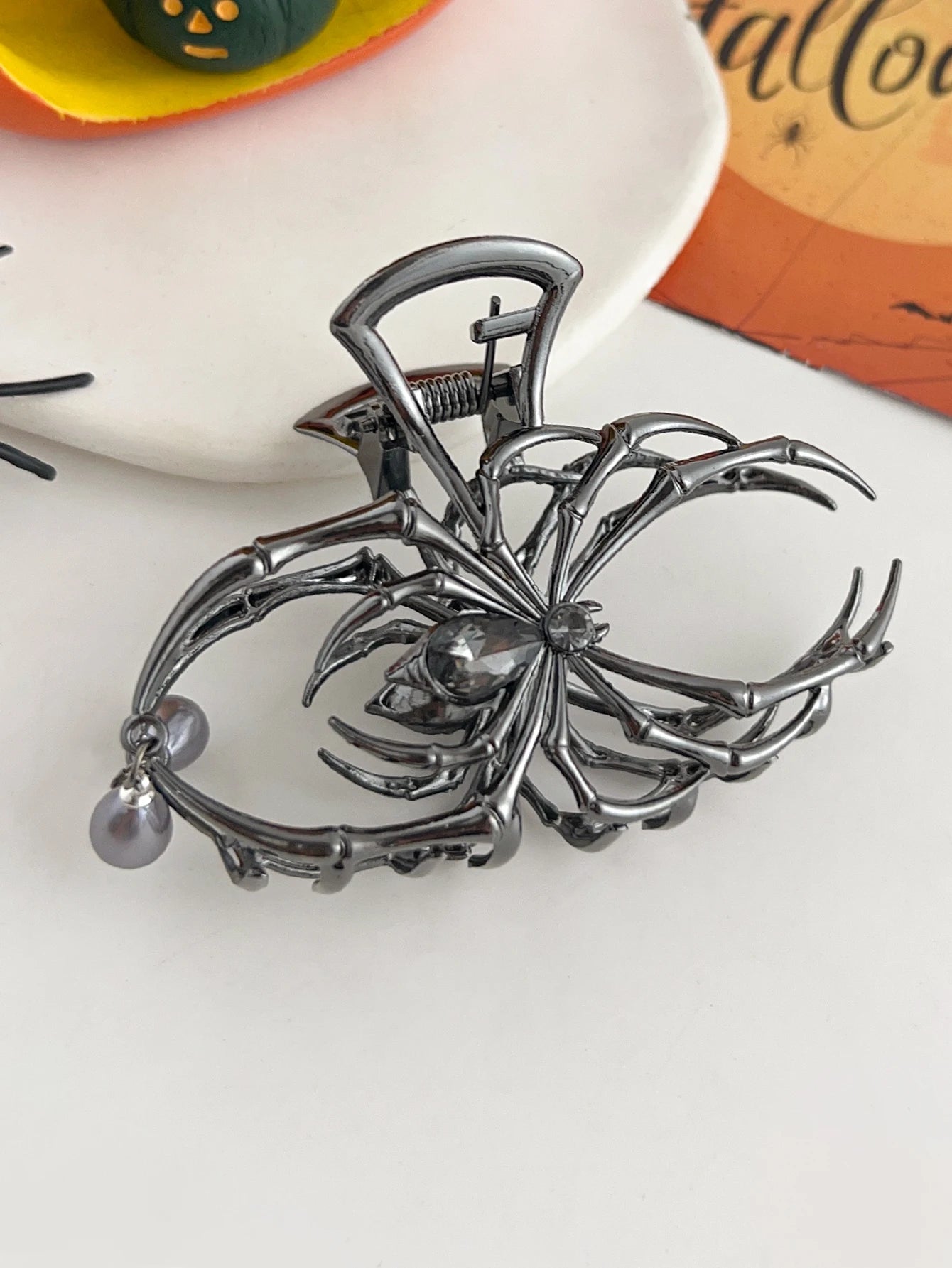1Pcs Halloween Black Spider Hair Claw Clips