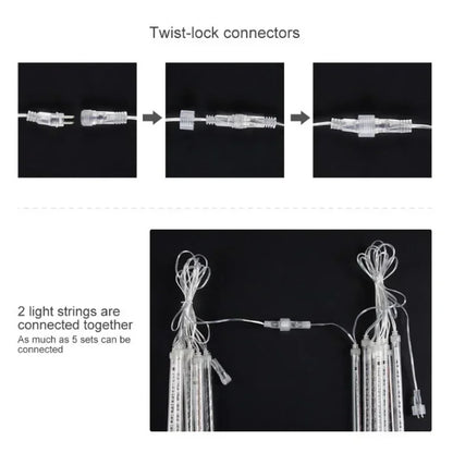 30cm /50cm Waterproof Meteor Shower Rain 8 Tube LED String Lights