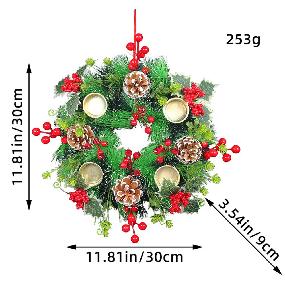 Candlestick Garlands Christmas Wreath - Elegant Seasonal Decor