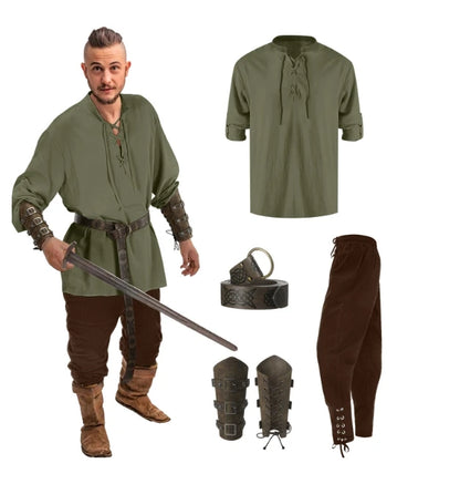 4 Pcs Halloween Men's Renaissance Costume Set