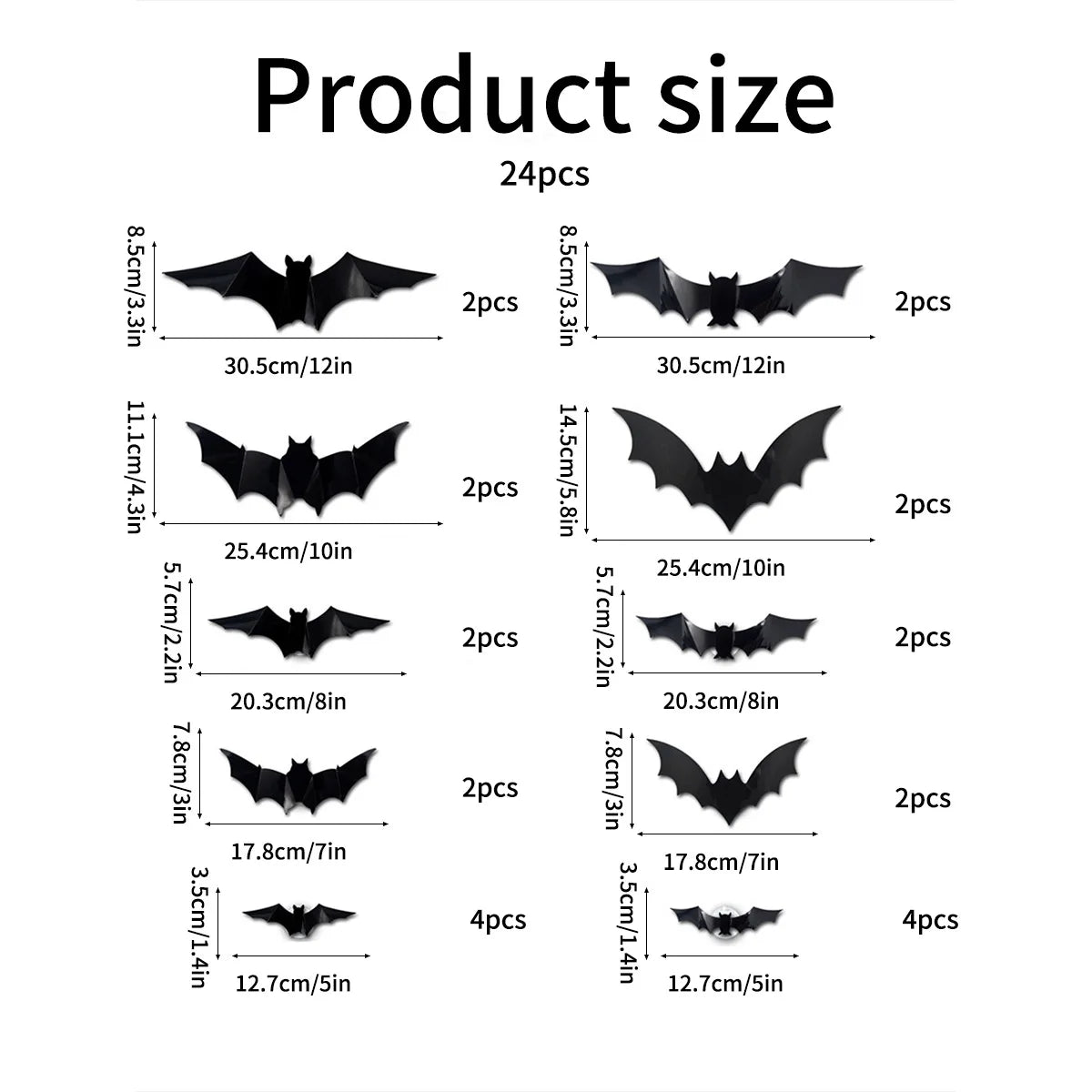 12-24-36 pcs Halloween Bats Wall Decor - Lighted 3D Bat Stickers for Party Window Door