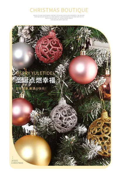 Colorful Hollow Christmas Tree Hanging Balls – 6pcs Electroplated Set