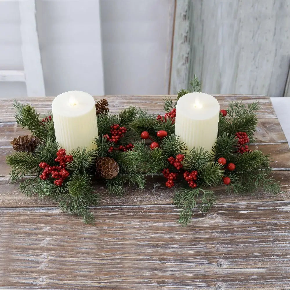 Artificial Flower Candle Wreath 25cm