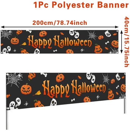 Happy Halloween Banner Pumpkin Ghost