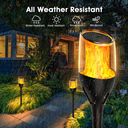 Flickering Flame Solar Torch Lights Garden LED